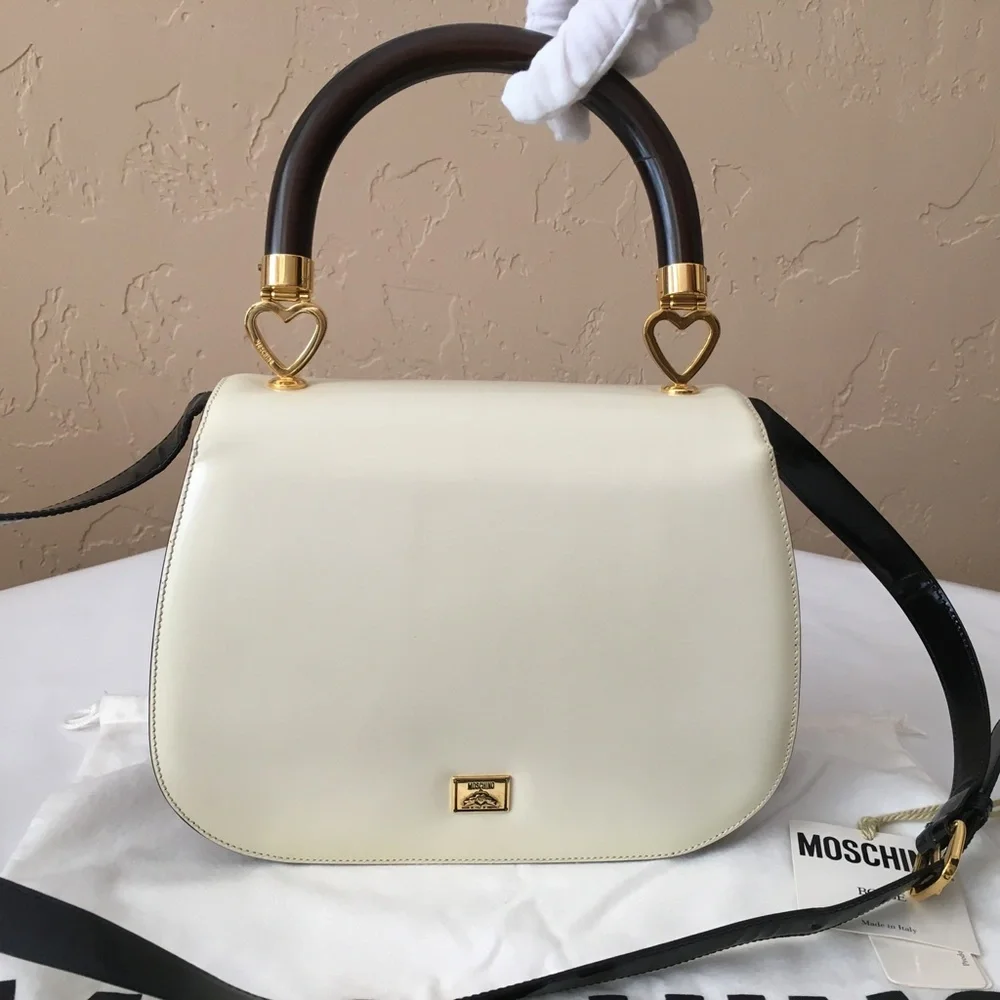 ❤️MOSCHINO❤️ Redwall Tricolor Polished Leather Bag - Picture 1 of 16